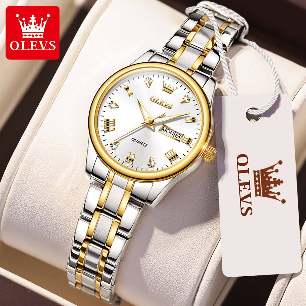 Luxury Watch Moon Phase - OLEVS-Montre à Quartz Étanche pour Femme,