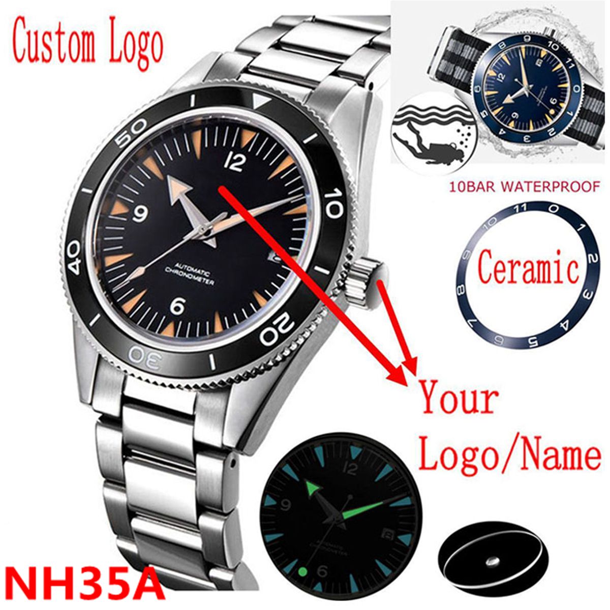Luxury Watch Life - Logo personnalisé NH35 mouvement montre 10