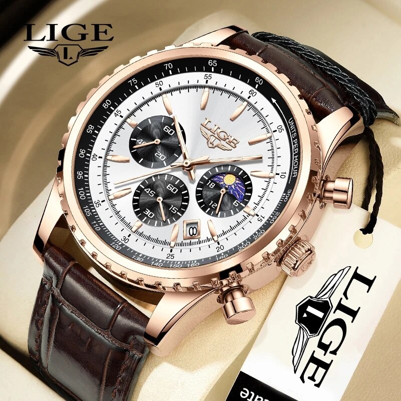 Luxury Watch Low Price - LIGE-Montre-bracelet à quartz en cuir étanche
