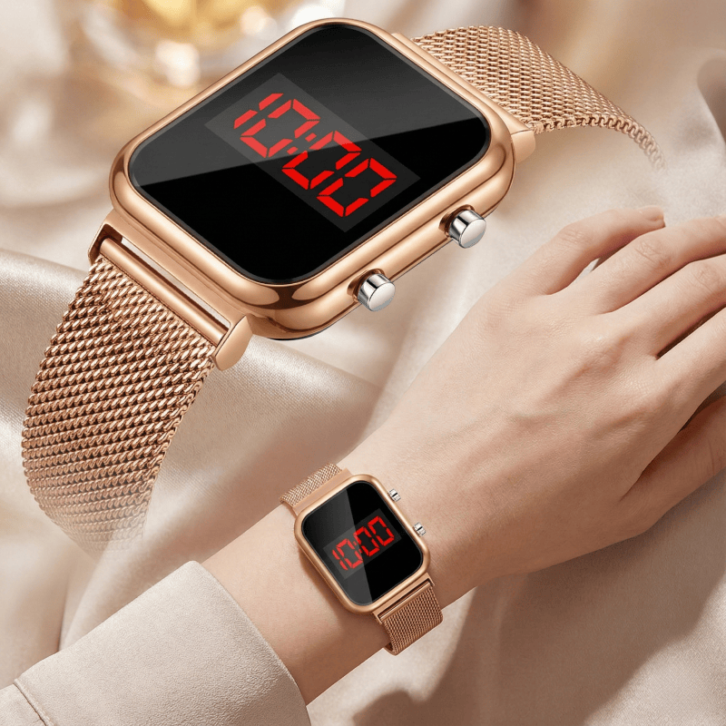 Luxury Watch Life - Mode boucle magnétique Rectangle LED montres