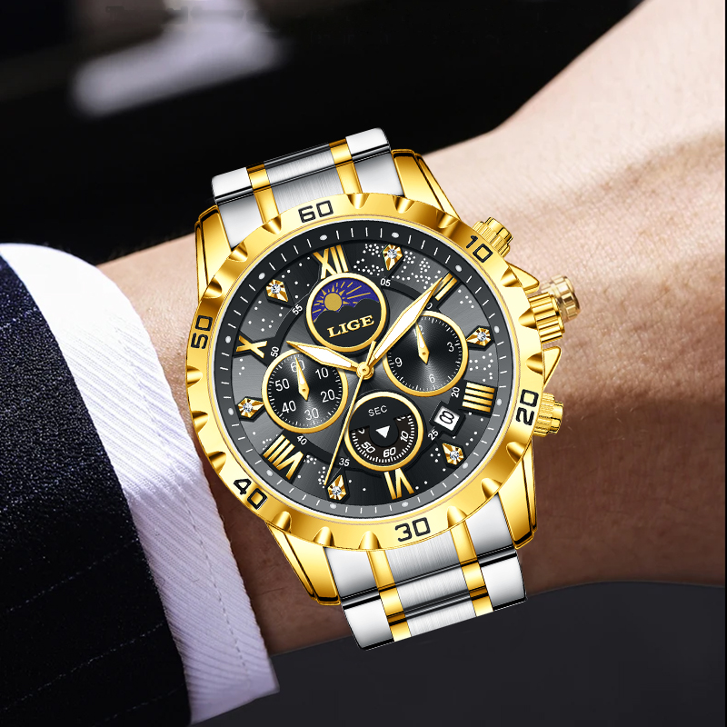 Montre Homme LIGE de Luxe à Qu - Luxury Watch Moon Phase avis et prix