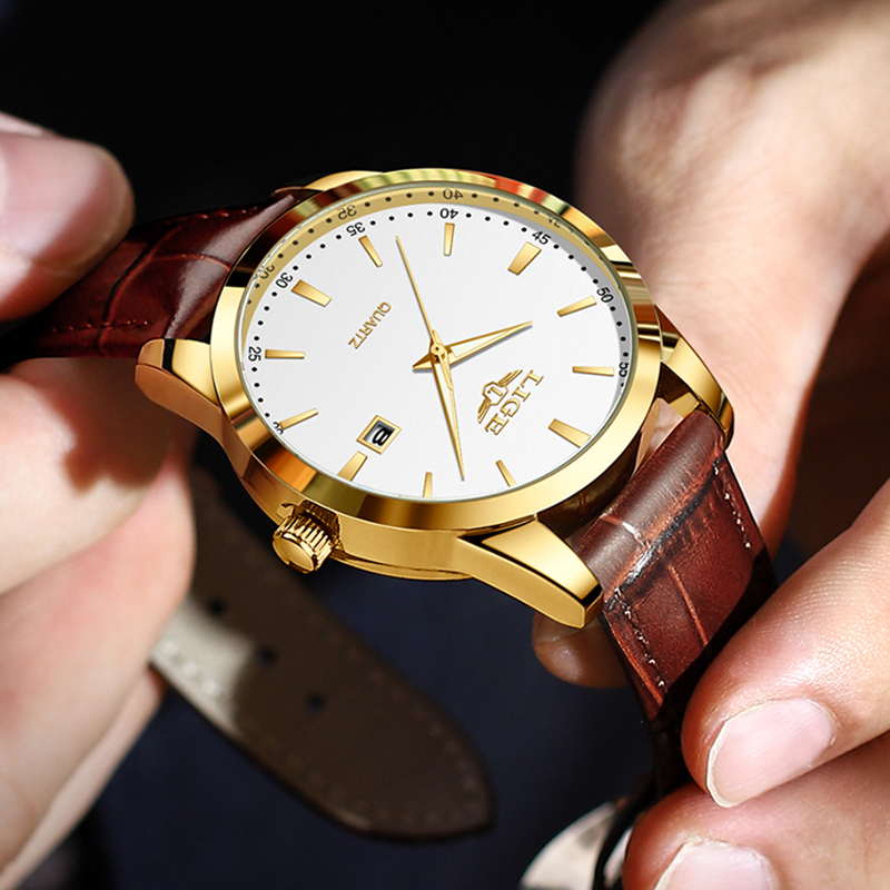 LIGE mode montre en cuir marro - Luxury Watch Longines avis et prix